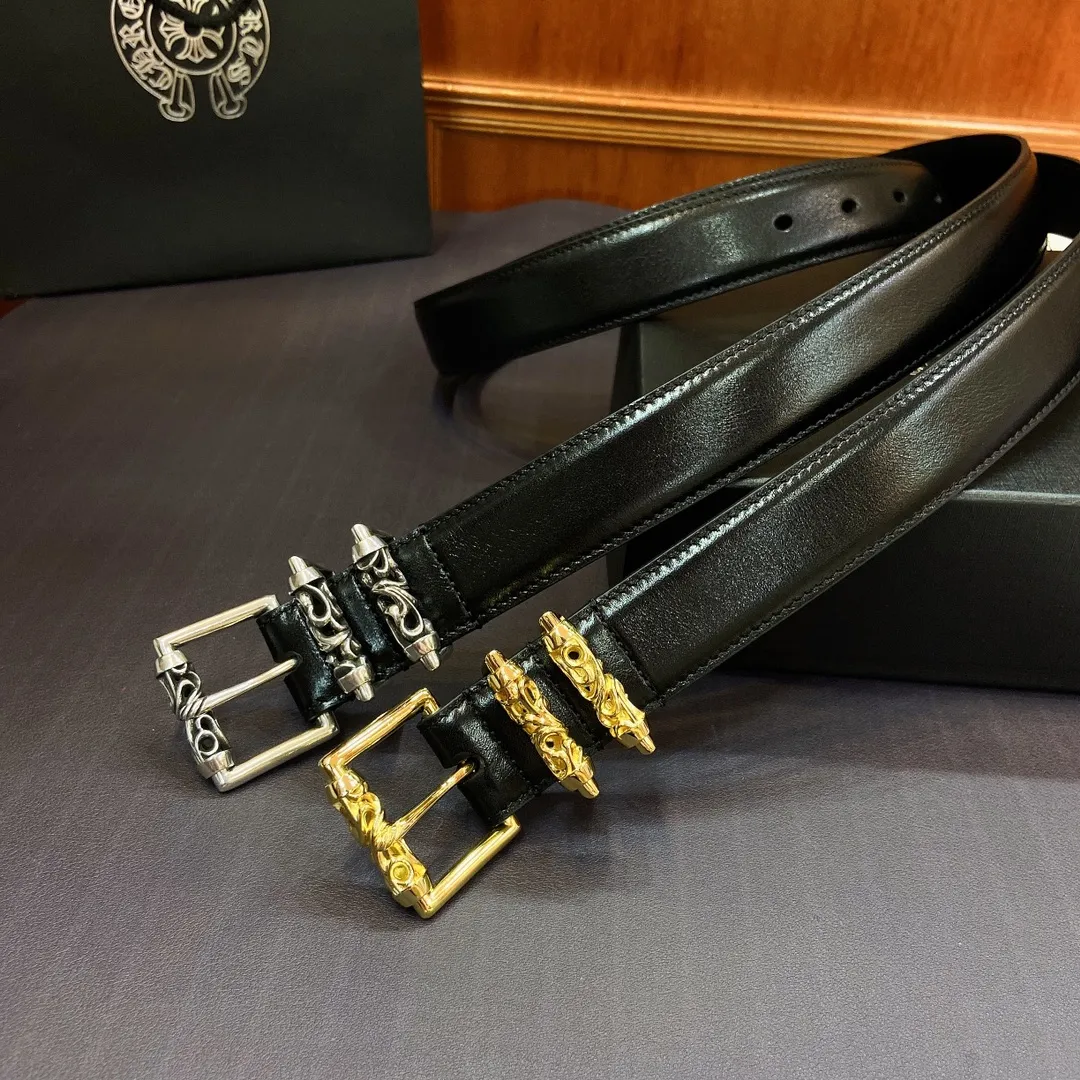 𝐂𝐡𝐫𝐨𝐦𝐞𝐇𝐞𝐚𝐫𝐭𝐬 Kroxin Rotating Roller Roman Column Pin Buckle Belt [Fixed Style], silver-plated brass and imported wax leather belt, very cool. Width 3.0cm